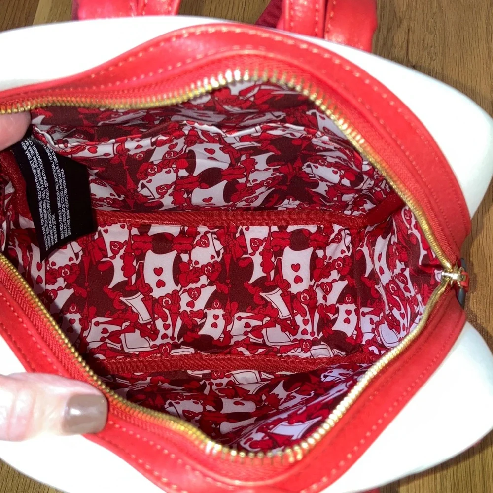 Disney Loungefly Alice in Wonderland Ace Queen of Hearts Mini Backpack Red White